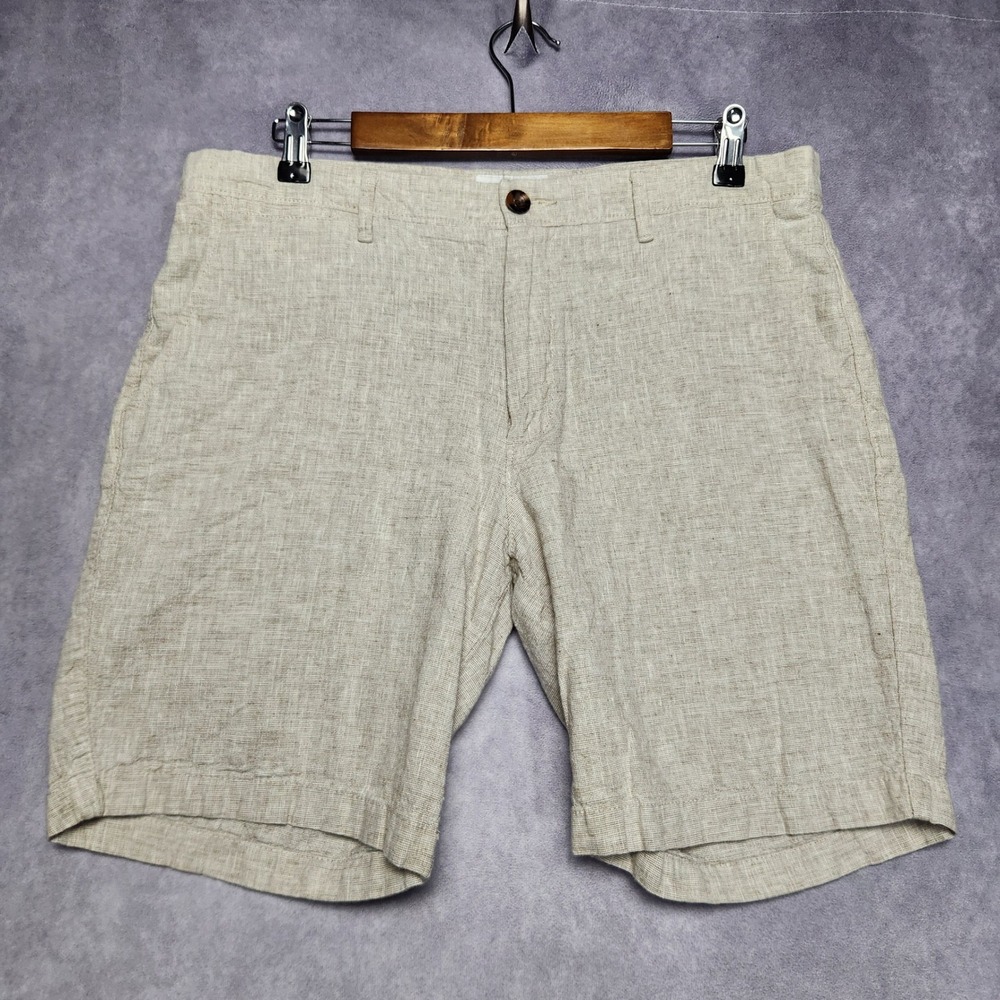 Goodfellow & Co Mens 34 Linden Short Linen Cotton Blend Tan Beige Casual